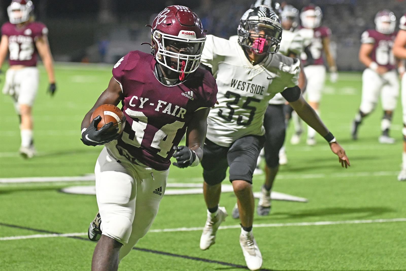 Football playoffs continue for Cy-Fair, Cypress Falls in area round.